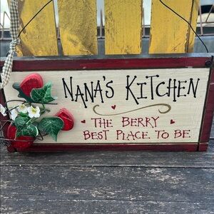 Nana's Kitchen Decorative Sign - Red and Cream
